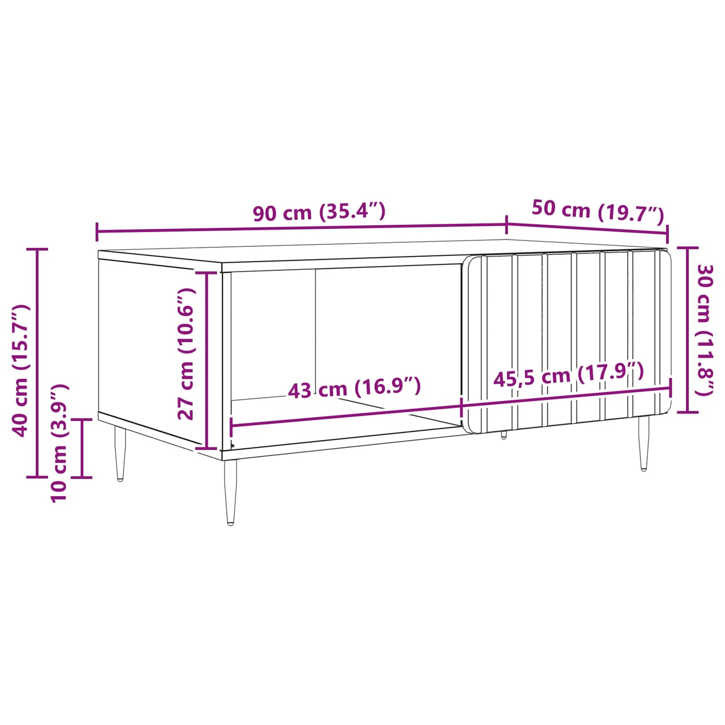 vidaXL Coffee Table Concrete Grey 90 x 50 x 40 cm Engineered Wood