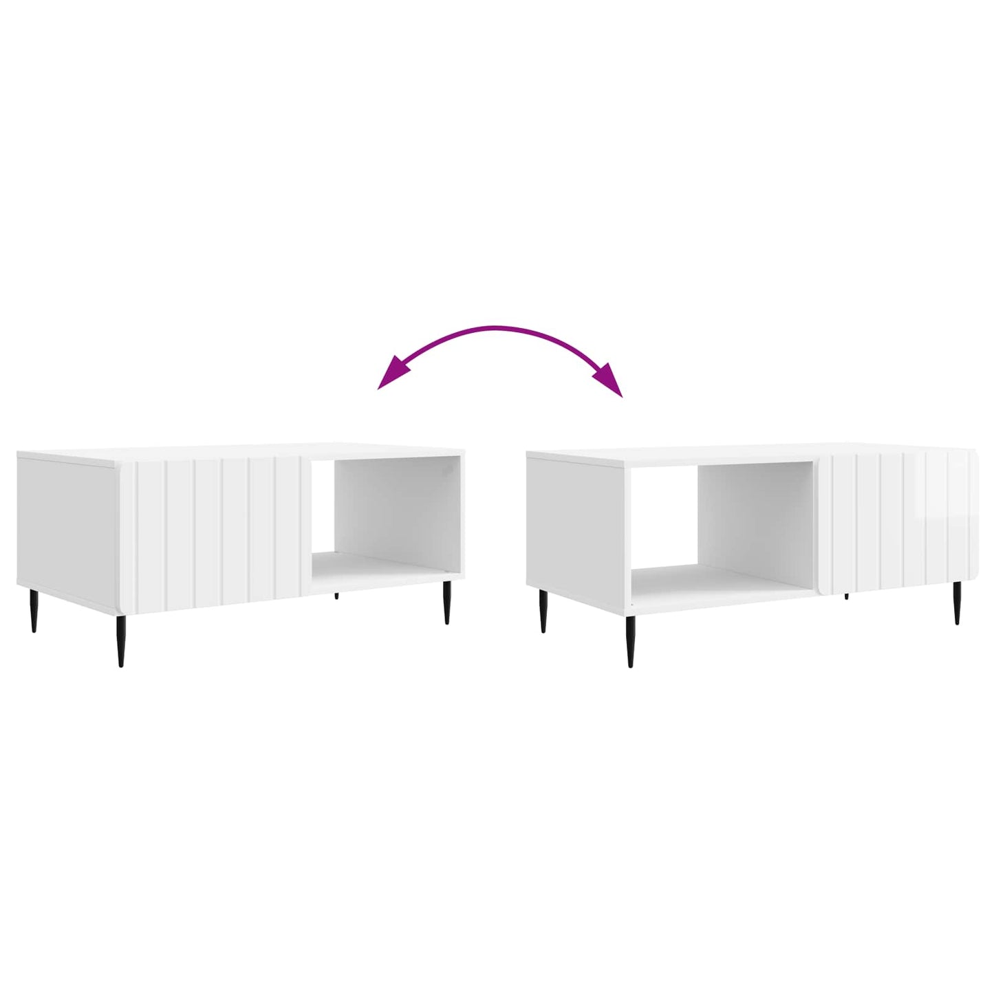 vidaXL Coffee Table High Gloss White 90 x 50 x 40 cm Engineered Wood