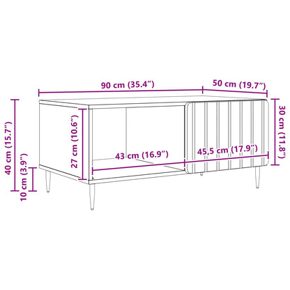 vidaXL Coffee Table Smoked Oak 90 x 50 x 40 cm Engineered Wood