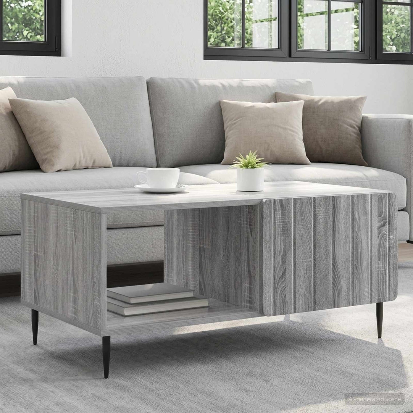 vidaXL Coffee Table Grey Sonoma 90 x 50 x 40 cm Engineered Wood