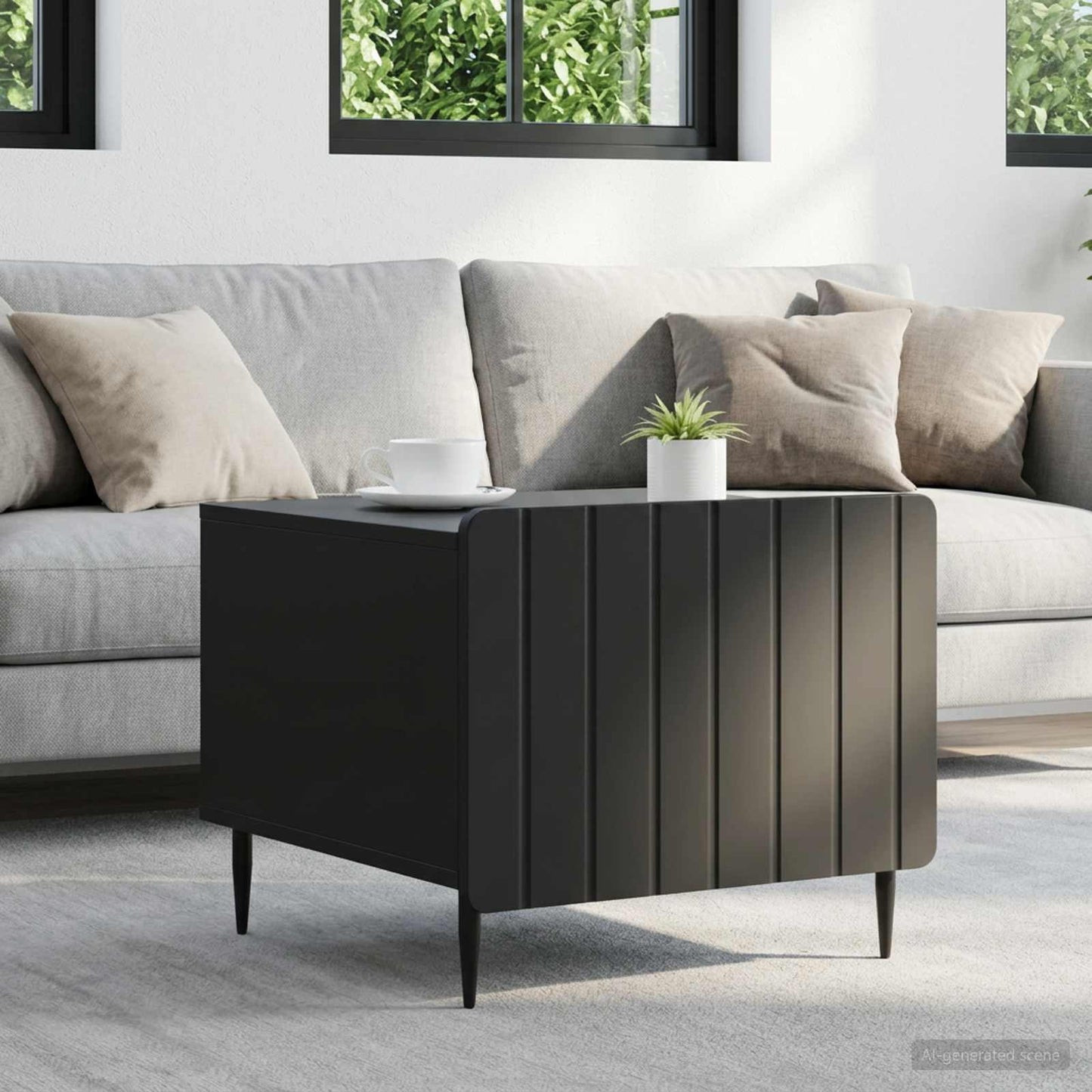 vidaXL Coffee Table with Drawer Black 49 x 50 x 42 cm Engineered Wood