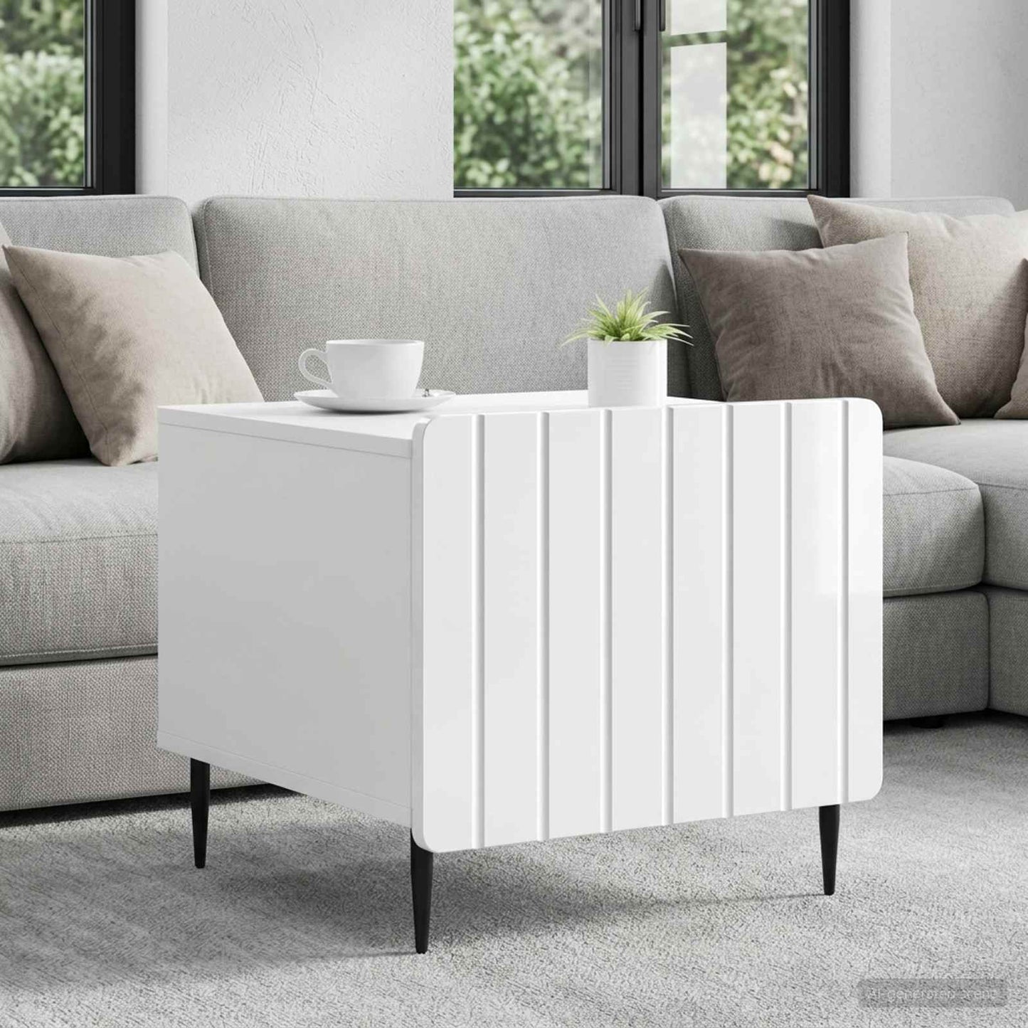 vidaXL Coffee Table High Gloss White 49 x 50 x 42 cm Engineered Wood
