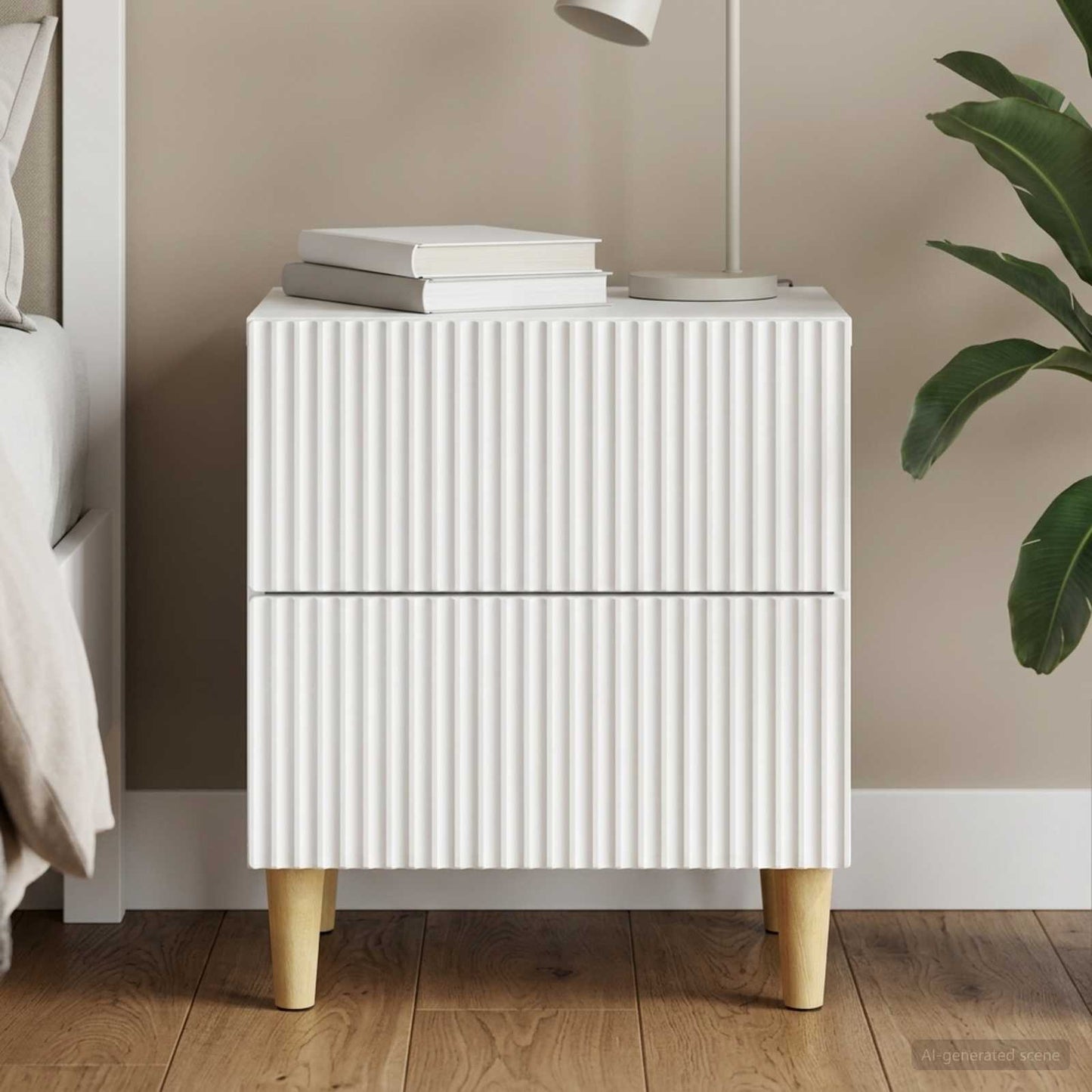 vidaXL Bedside Cabinet White 43 x 34.5 x 48 cm Engineered Wood