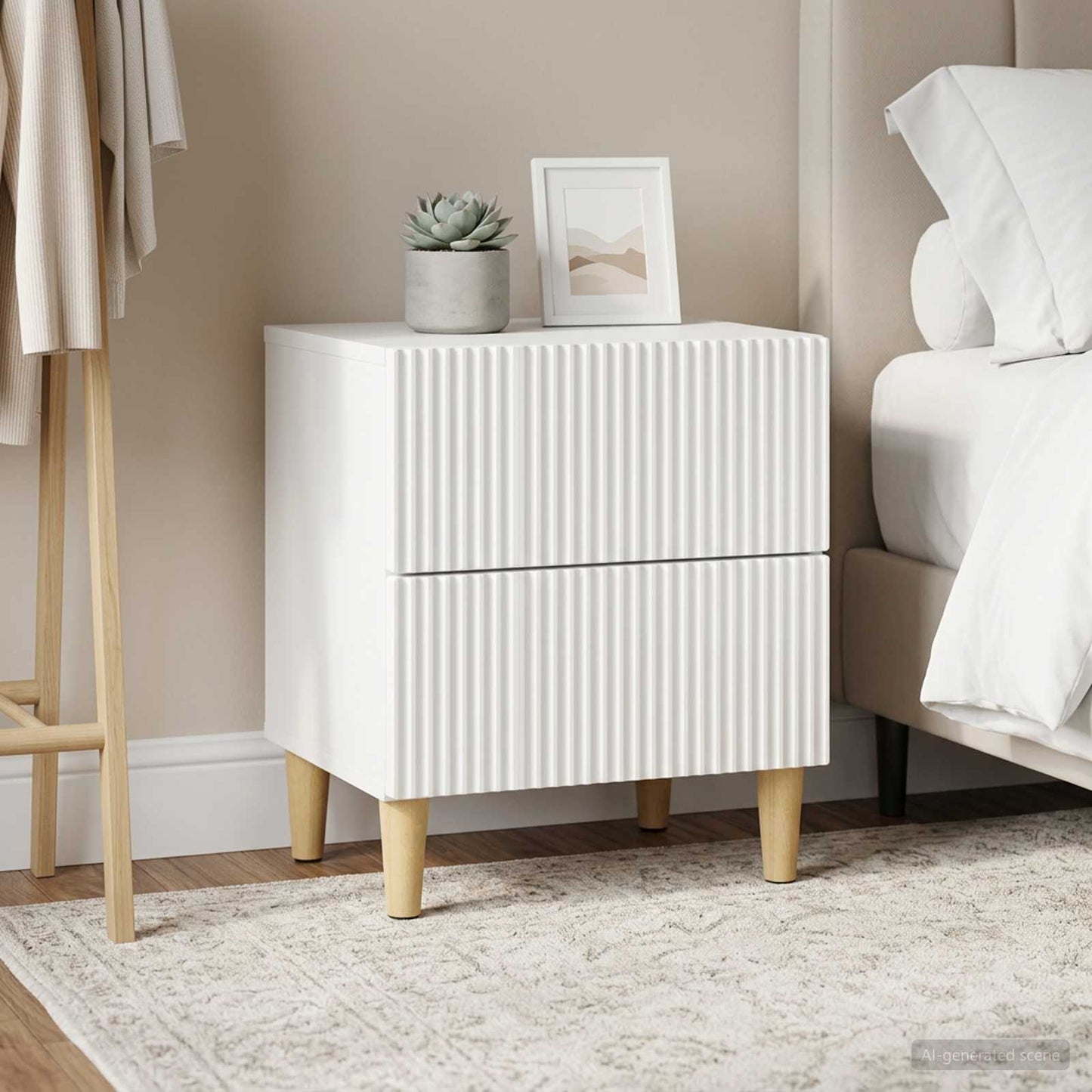 vidaXL Bedside Cabinet 2 pcs White 43 x 34.5 x 48 cm Engineered Wood