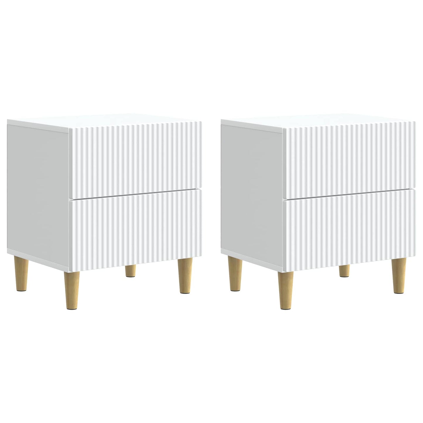 vidaXL Bedside Cabinet 2 pcs White 43 x 34.5 x 48 cm Engineered Wood