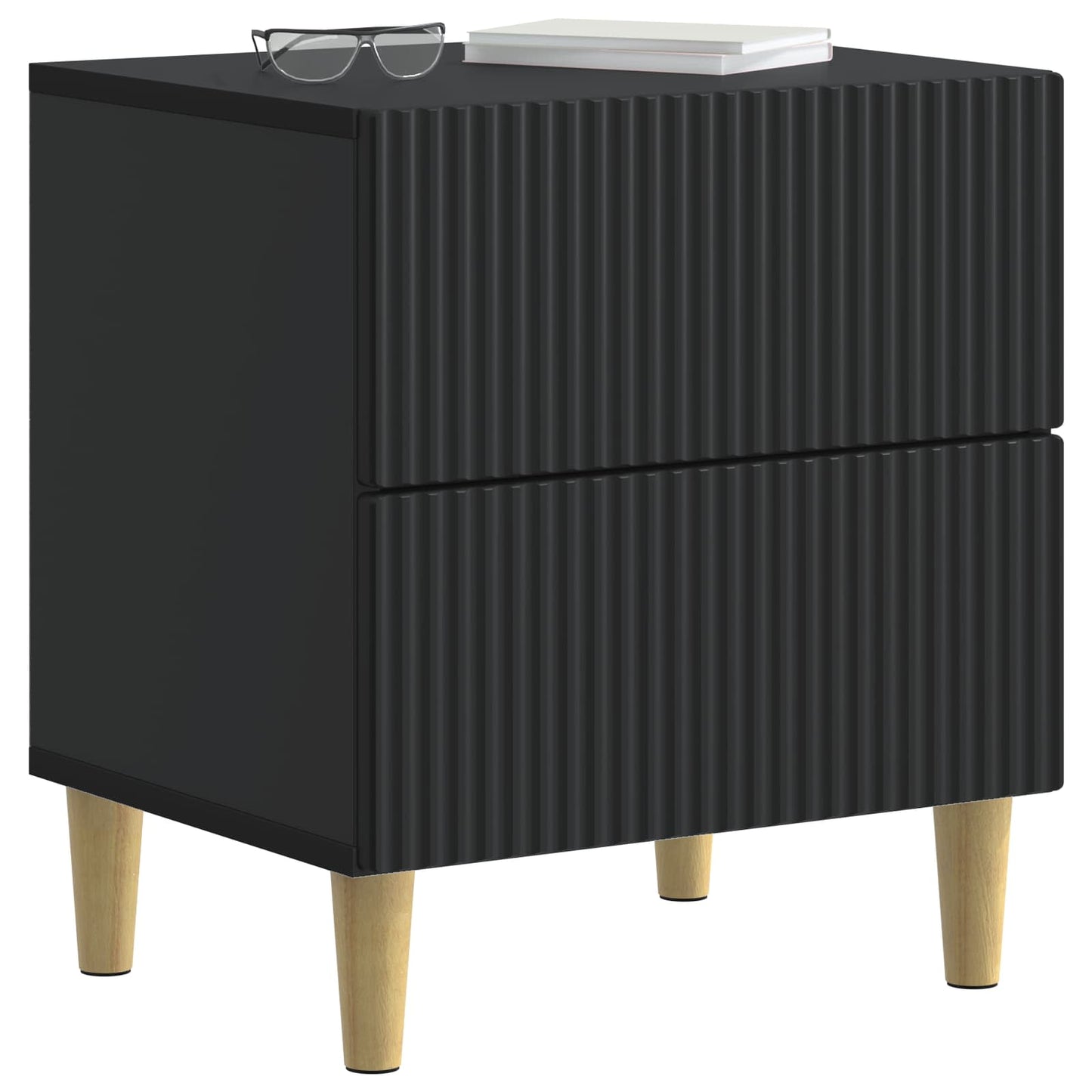 vidaXL Bedside Cabinet Black 43 x 34.5 x 48 cm Engineered Wood
