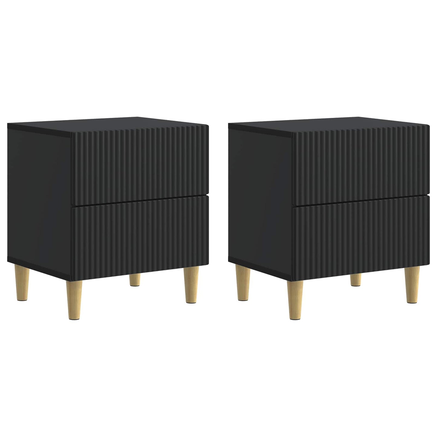 vidaXL Bedside Cabinet 2 pcs Black 43 x 34.5 x 48 cm Engineered Wood