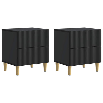 vidaXL Bedside Cabinet 2 pcs Black 43 x 34.5 x 48 cm Engineered Wood