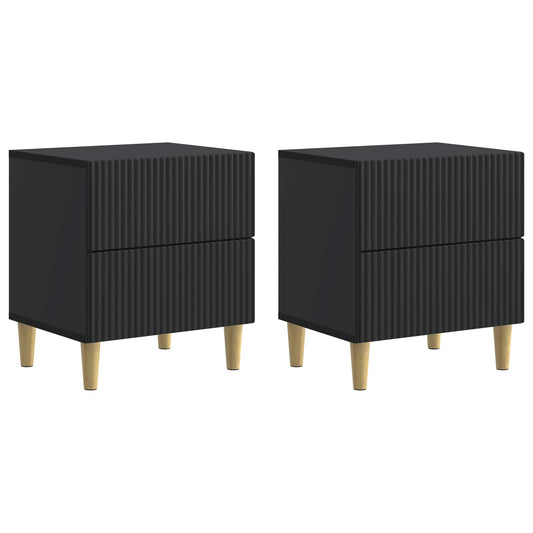 vidaXL Bedside Cabinet 2 pcs Black 43 x 34.5 x 48 cm Engineered Wood