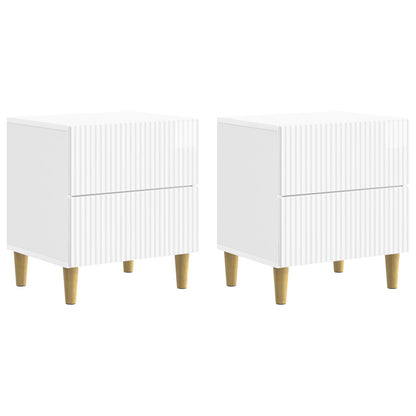 vidaXL Bedside Cabinet 2 pcs High Gloss White 43 x 34.5 x 48 cm