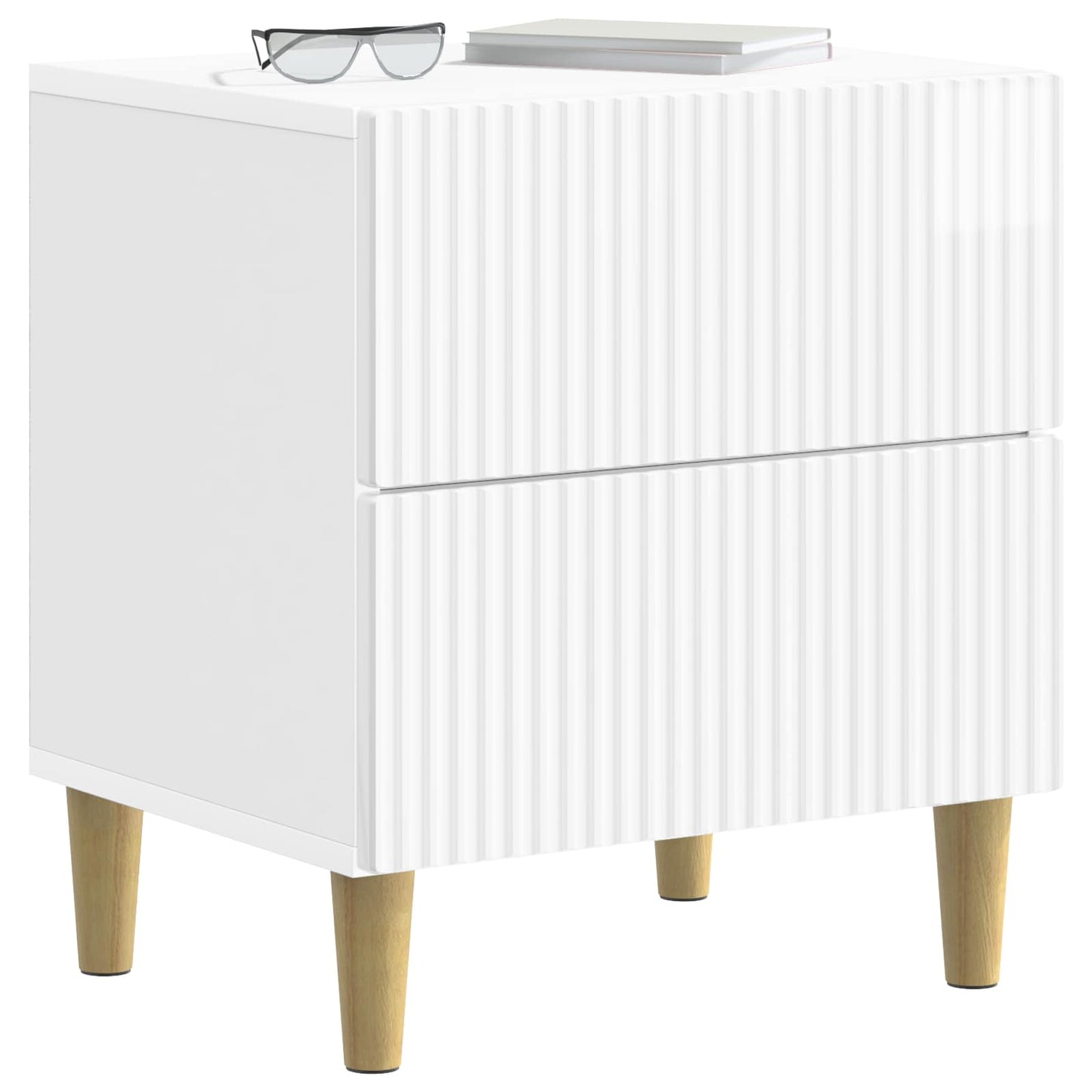 vidaXL Bedside Cabinet 2 pcs High Gloss White 43 x 34.5 x 48 cm