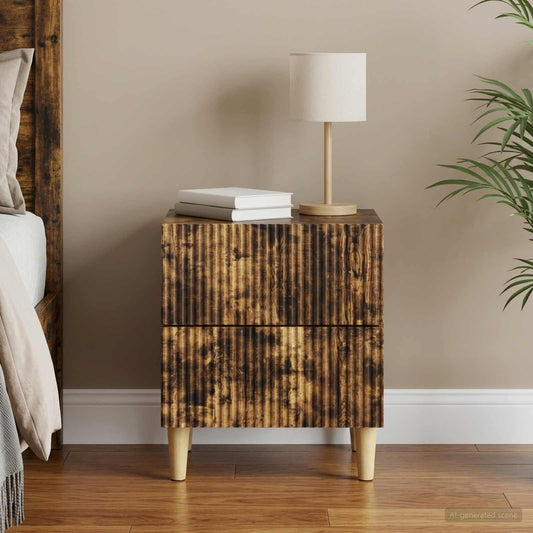 vidaXL Bedside Cabinet Smoked Oak 43 x 34.5 x 48 cm Engineered Wood