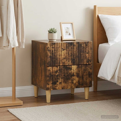 vidaXL Bedside Cabinet with Drawer 2 pcs Smoked Oak 43 x 34.5 x 48 cm