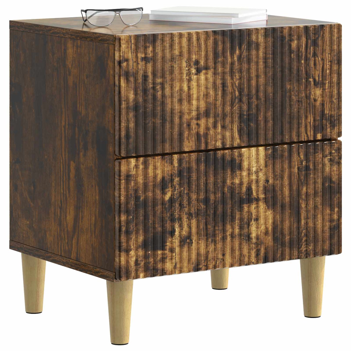 vidaXL Bedside Cabinet with Drawer 2 pcs Smoked Oak 43 x 34.5 x 48 cm