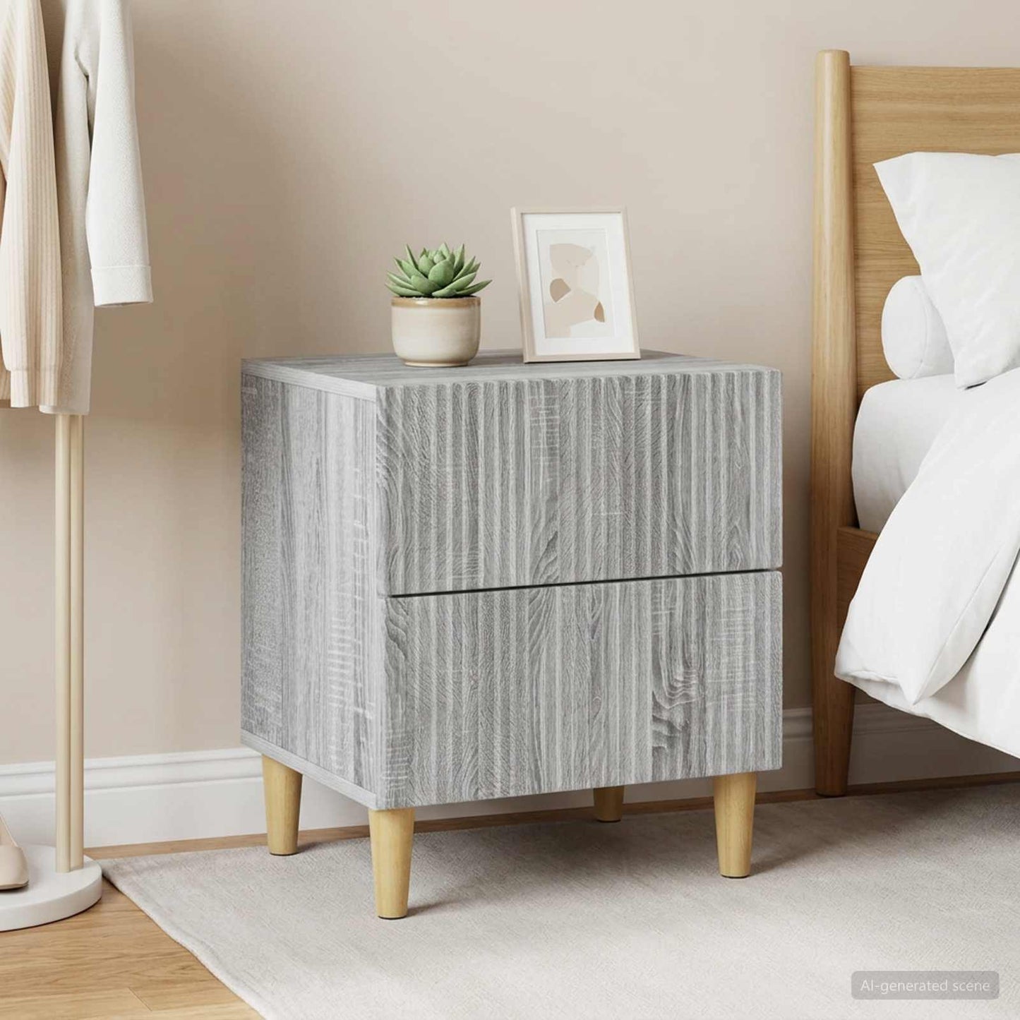 vidaXL Bedside Cabinet with Drawer 2 pcs Grey Sonoma 43 x 34.5 x 48 cm
