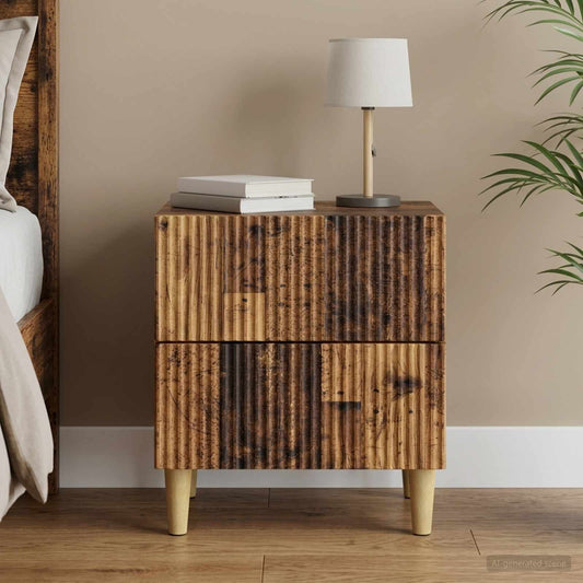 vidaXL Bedside Cabinet Old Wood 43 x 34.5 x 48 cm Engineered Wood