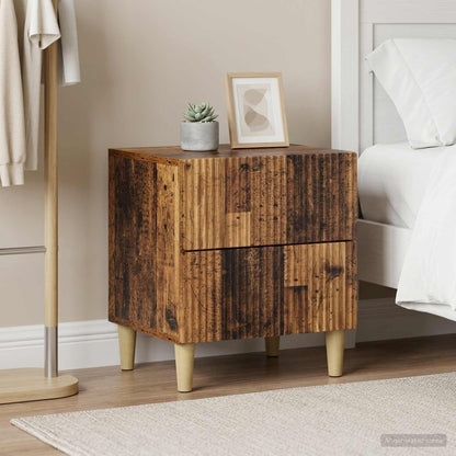 vidaXL Bedside Cabinet with Drawer 2 pcs Old Wood 43 x 34.5 x 48 cm