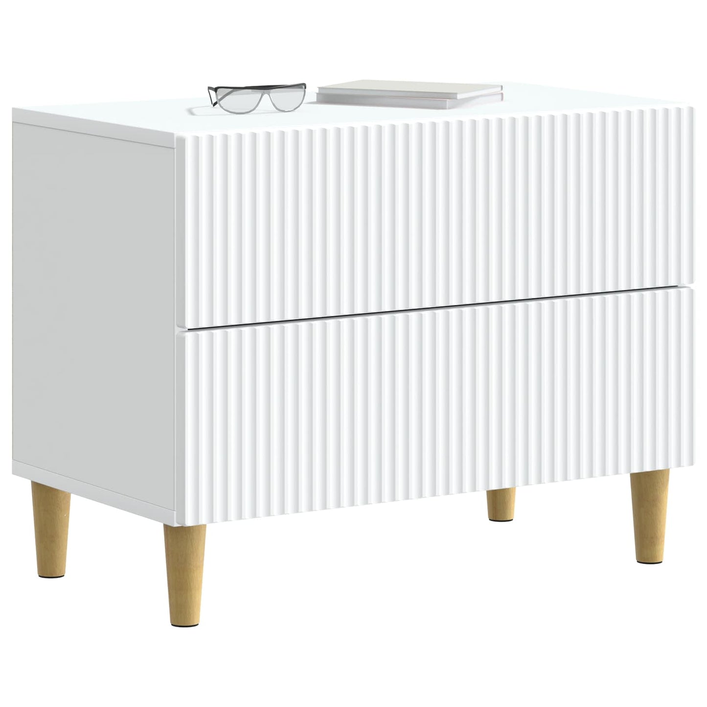 vidaXL Bedside Cabinet White 62 x 34.5 x 48 cm Engineered Wood