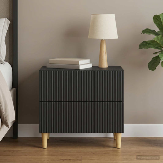 vidaXL Bedside Cabinet Black 62 x 34.5 x 48 cm Engineered Wood