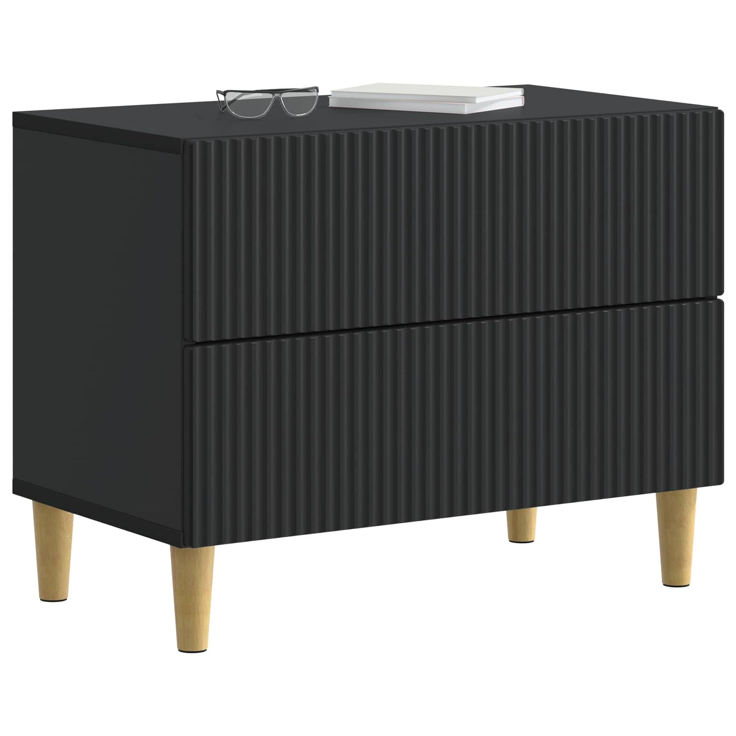 vidaXL Bedside Cabinet Black 62 x 34.5 x 48 cm Engineered Wood