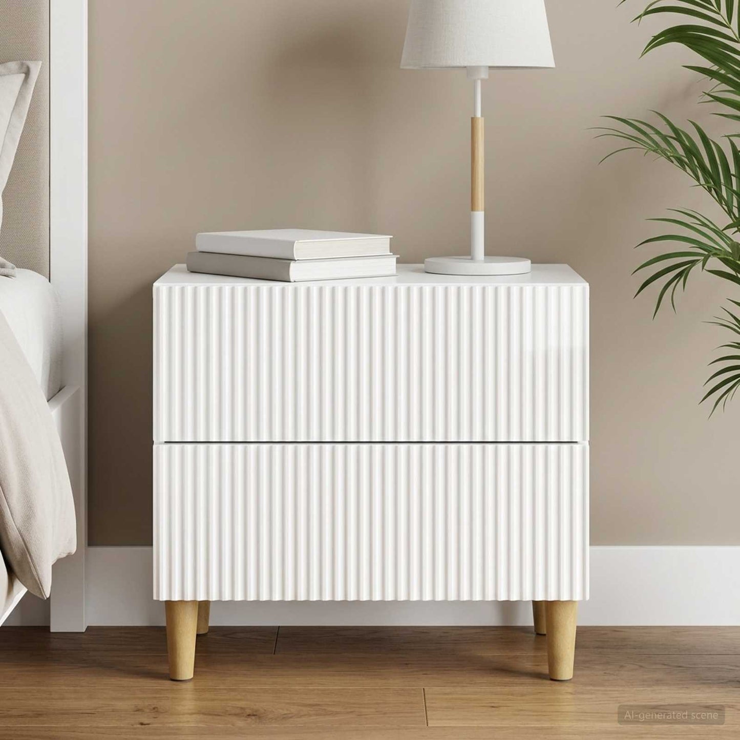 vidaXL Bedside Cabinet with Drawer High Gloss White 62 x 34.5 x 48 cm