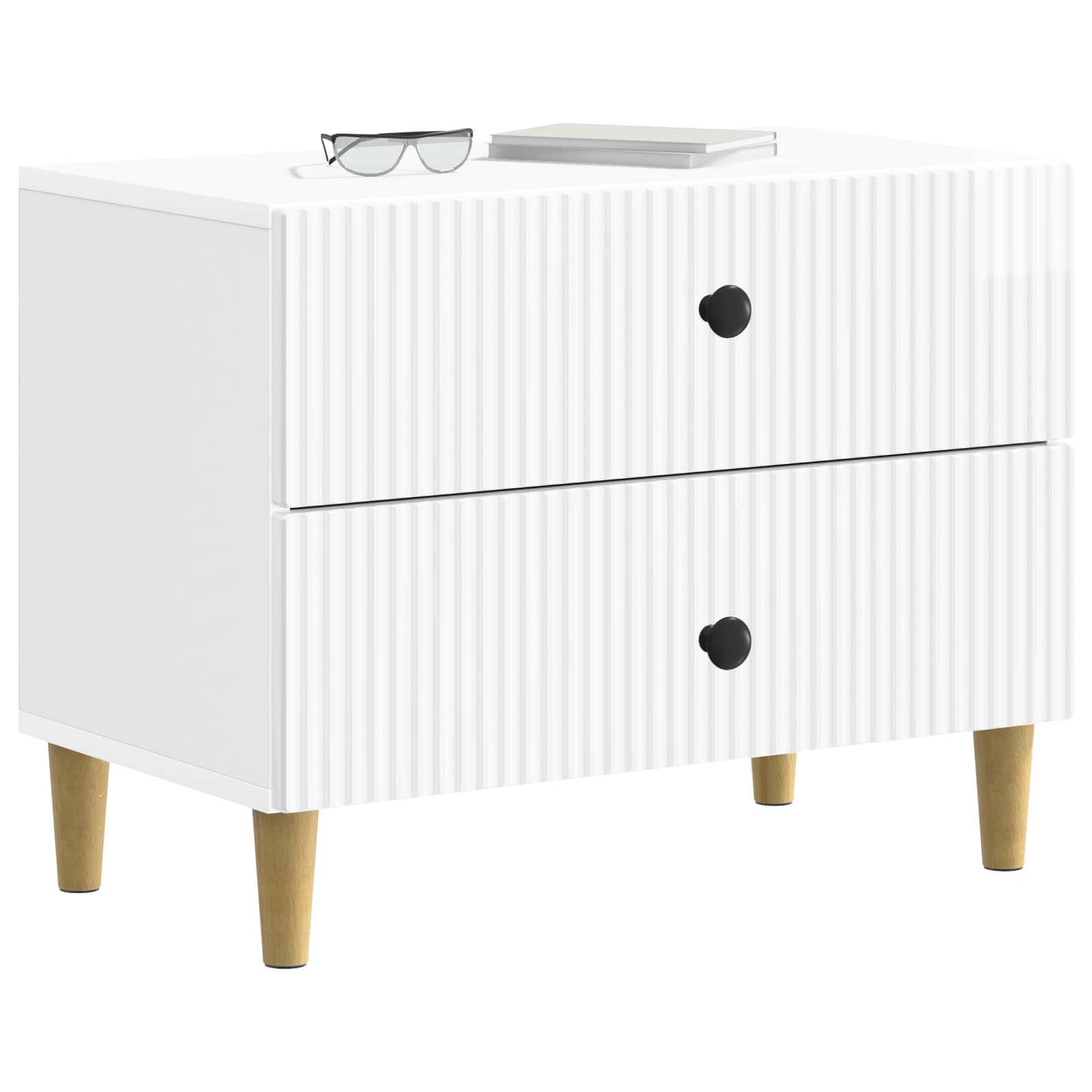 vidaXL Bedside Cabinet with Drawer High Gloss White 62 x 34.5 x 48 cm