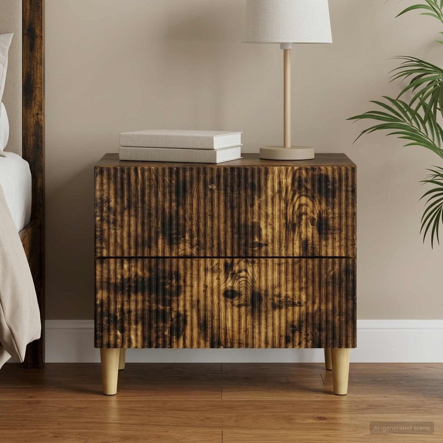vidaXL Bedside Cabinet Smoked Oak 62 x 34.5 x 48 cm Engineered Wood