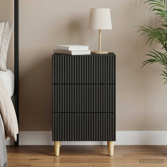 vidaXL Bedside Cabinet Black 43 x 41 x 66.5 cm Engineered Wood