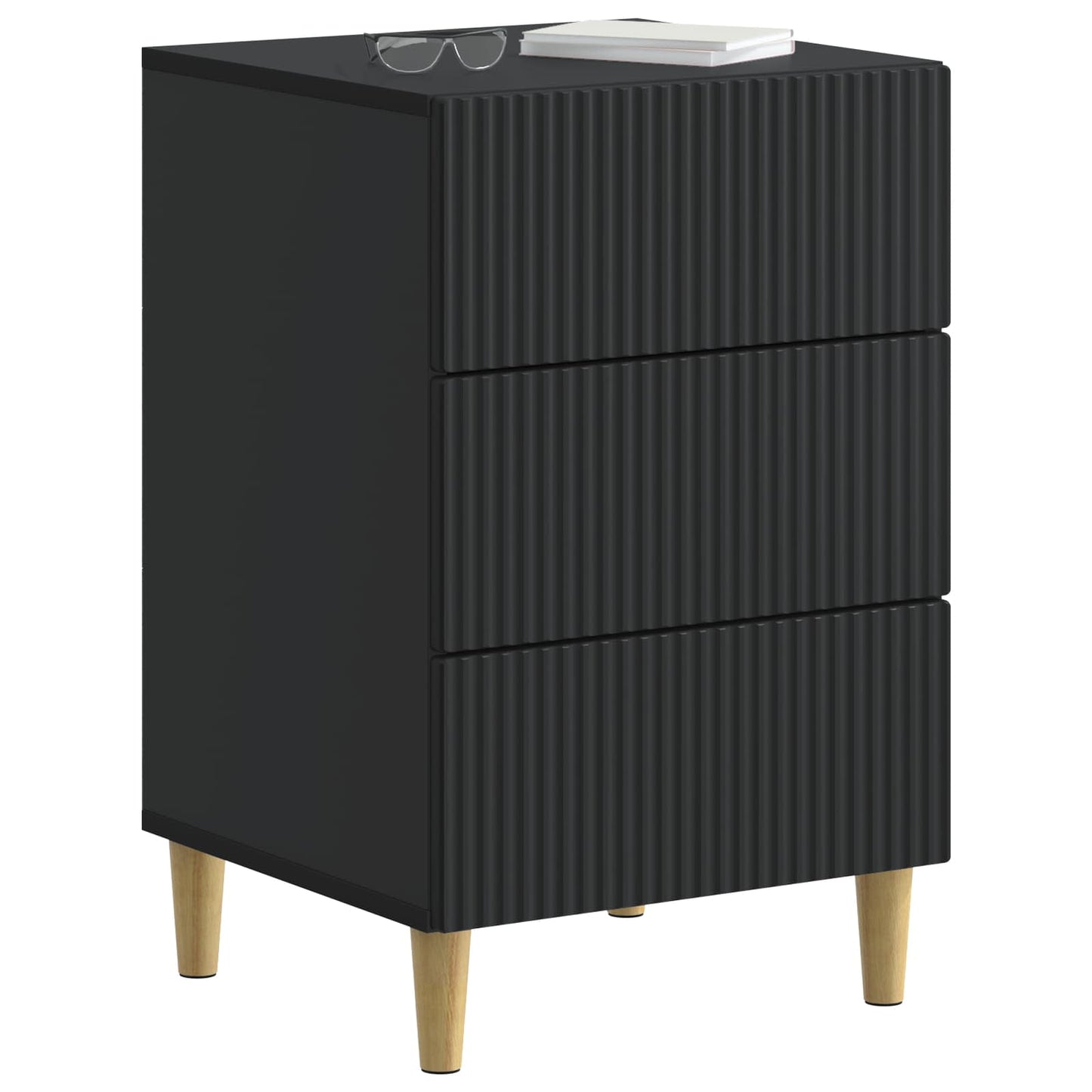 vidaXL Bedside Cabinet Black 43 x 41 x 66.5 cm Engineered Wood