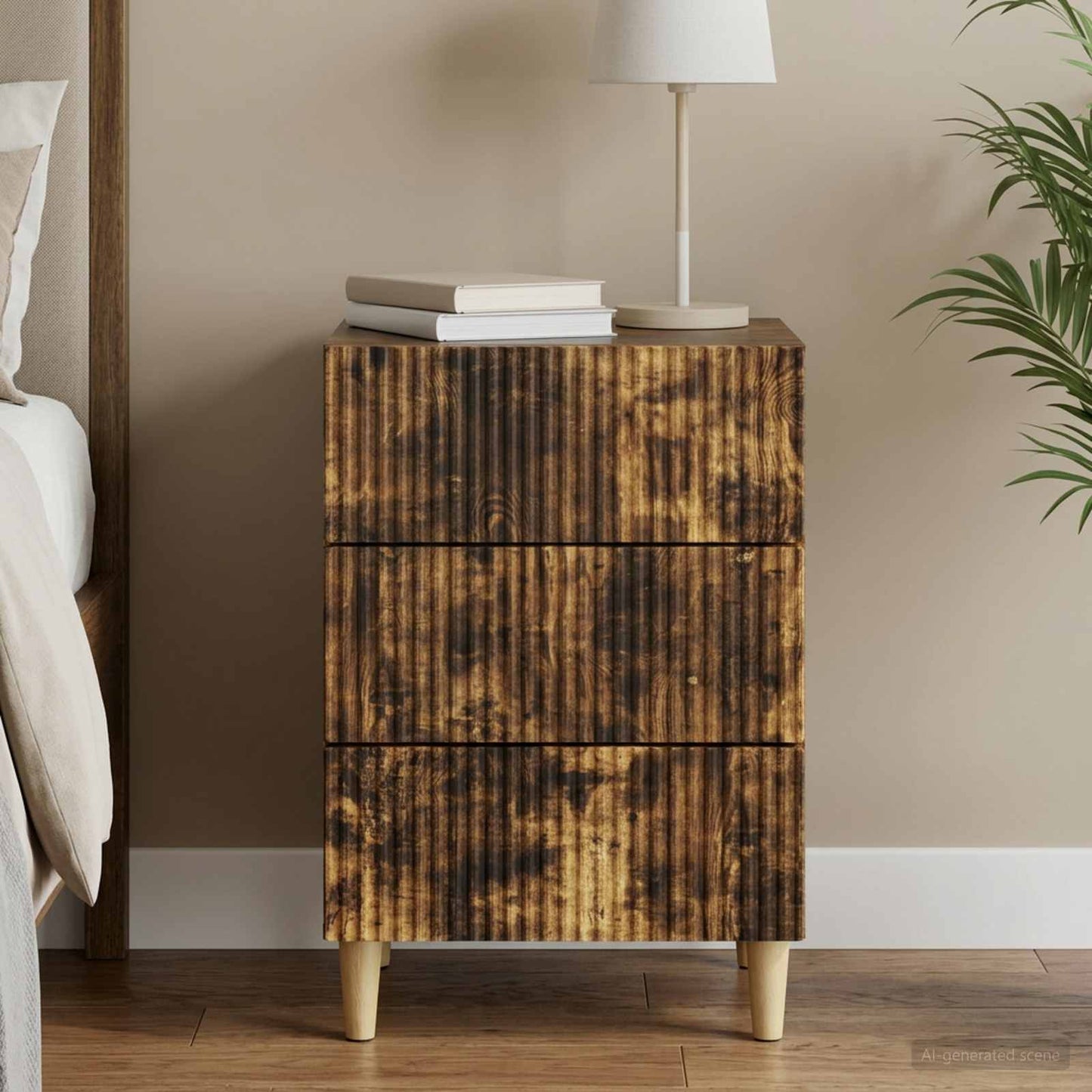 vidaXL Bedside Cabinet Smoked Oak 43 x 41 x 66.5 cm Engineered Wood