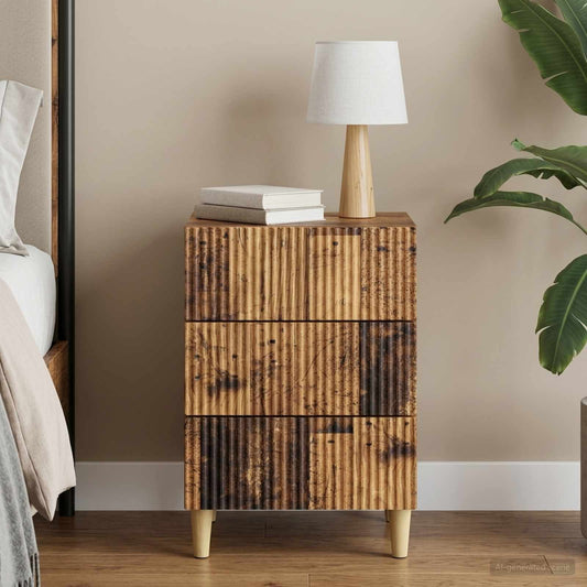 vidaXL Bedside Cabinet Old Wood 43 x 41 x 66.5 cm Engineered Wood