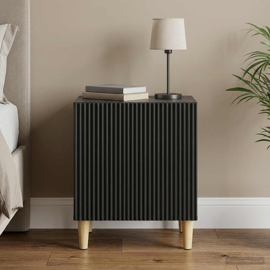 vidaXL Bedside Cabinet Black 43 x 34.5 x 50 cm Engineered Wood