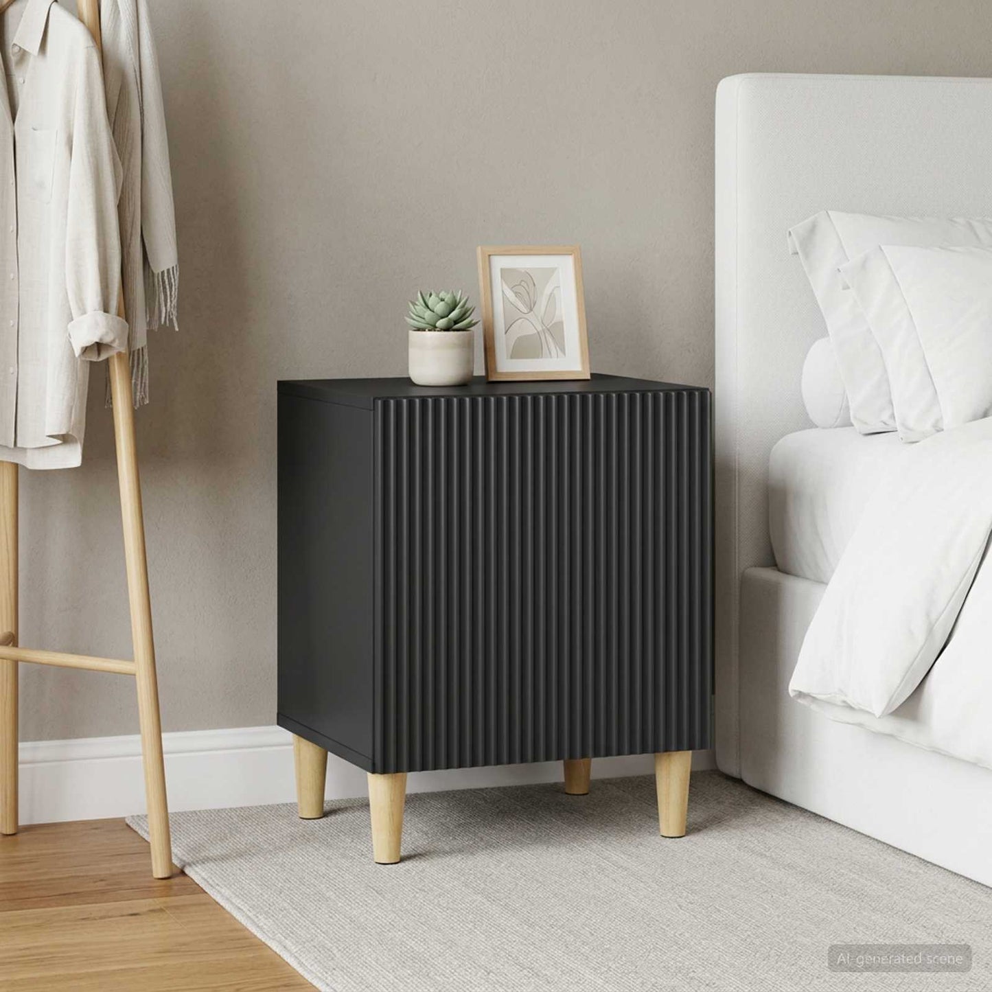 vidaXL Bedside Cabinet 2 pcs Black 43 x 34.5 x 50 cm Engineered Wood