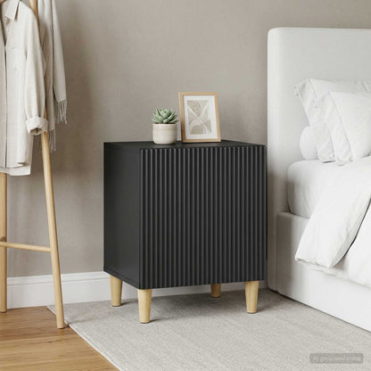 vidaXL Bedside Cabinet 2 pcs Black 43 x 34.5 x 50 cm Engineered Wood