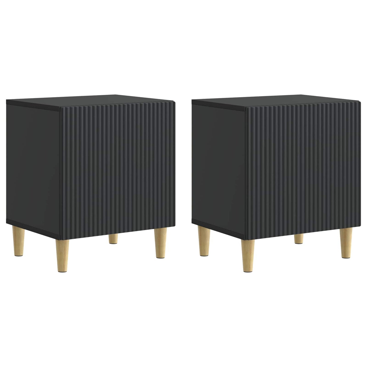 vidaXL Bedside Cabinet 2 pcs Black 43 x 34.5 x 50 cm Engineered Wood