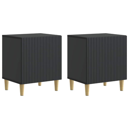 vidaXL Bedside Cabinet 2 pcs Black 43 x 34.5 x 50 cm Engineered Wood