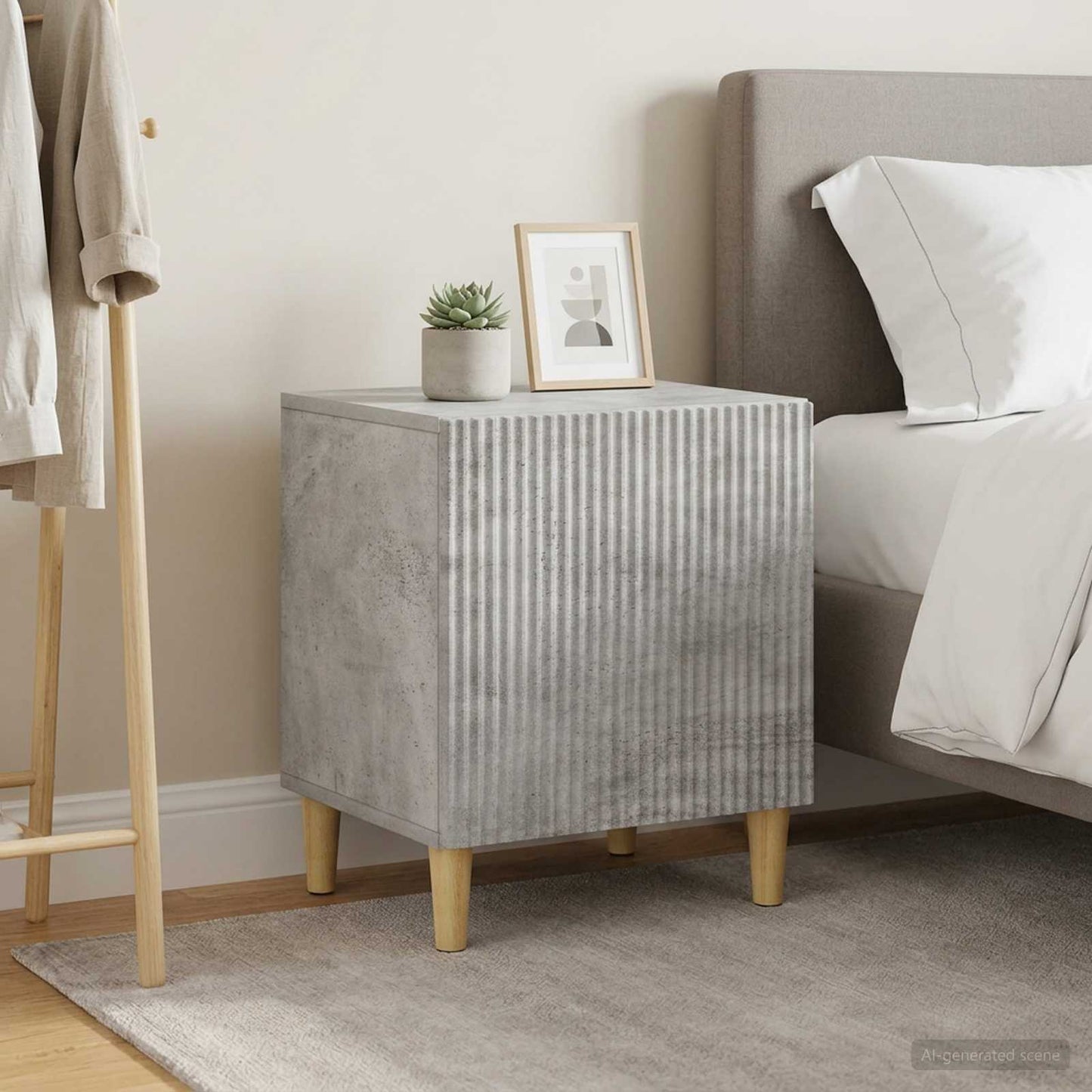 vidaXL Bedside Cabinet 2 pcs Concrete Grey 43 x 34.5 x 50 cm