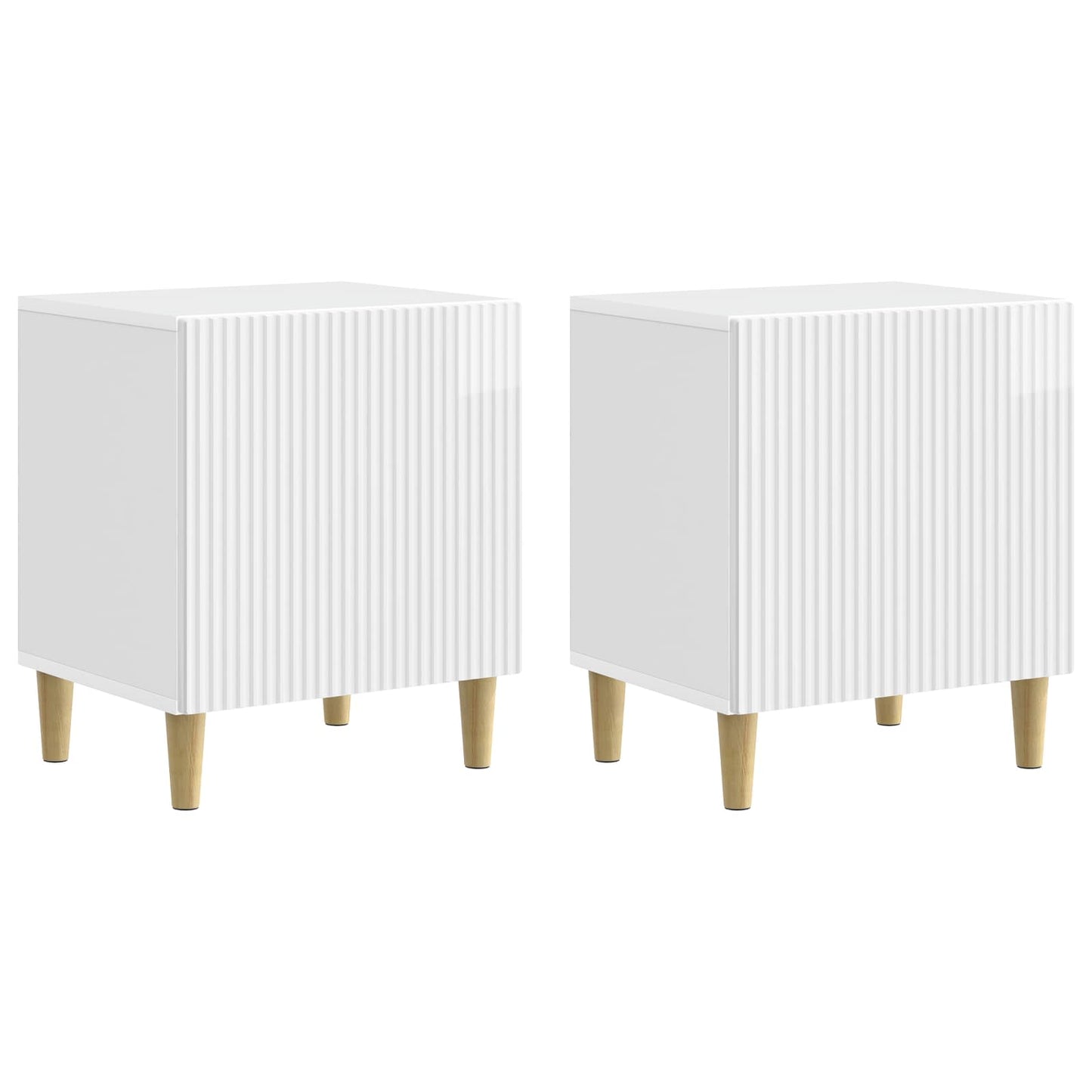 vidaXL Bedside Cabinet 2 pcs High Gloss White 43 x 34.5 x 50 cm