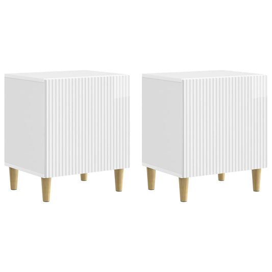 vidaXL Bedside Cabinet 2 pcs High Gloss White 43 x 34.5 x 50 cm