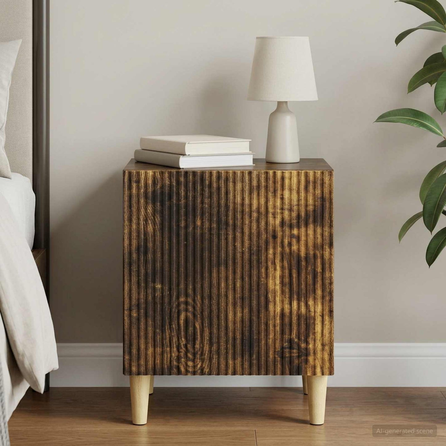 vidaXL Bedside Cabinet Smoked Oak 43 x 34.5 x 50 cm Engineered Wood