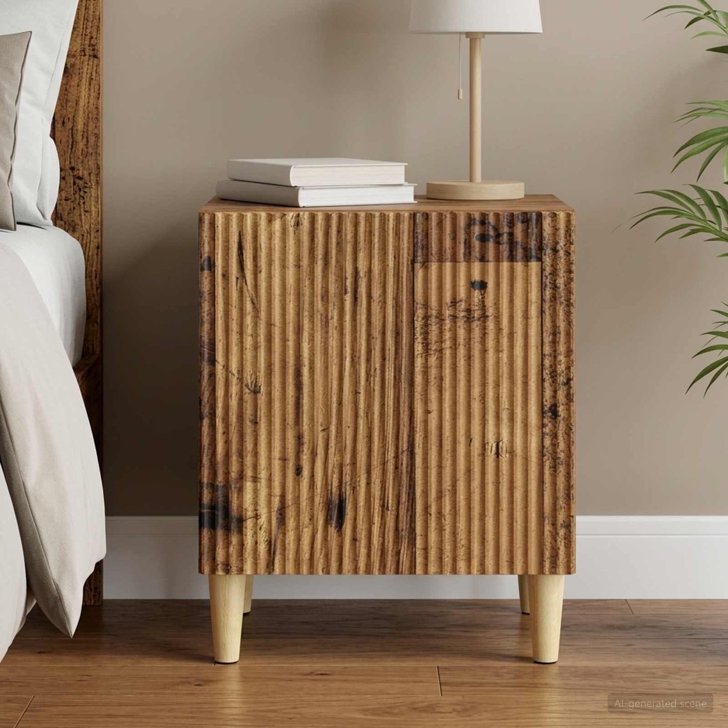 vidaXL Bedside Cabinet Old Wood 43 x 34.5 x 50 cm Engineered Wood