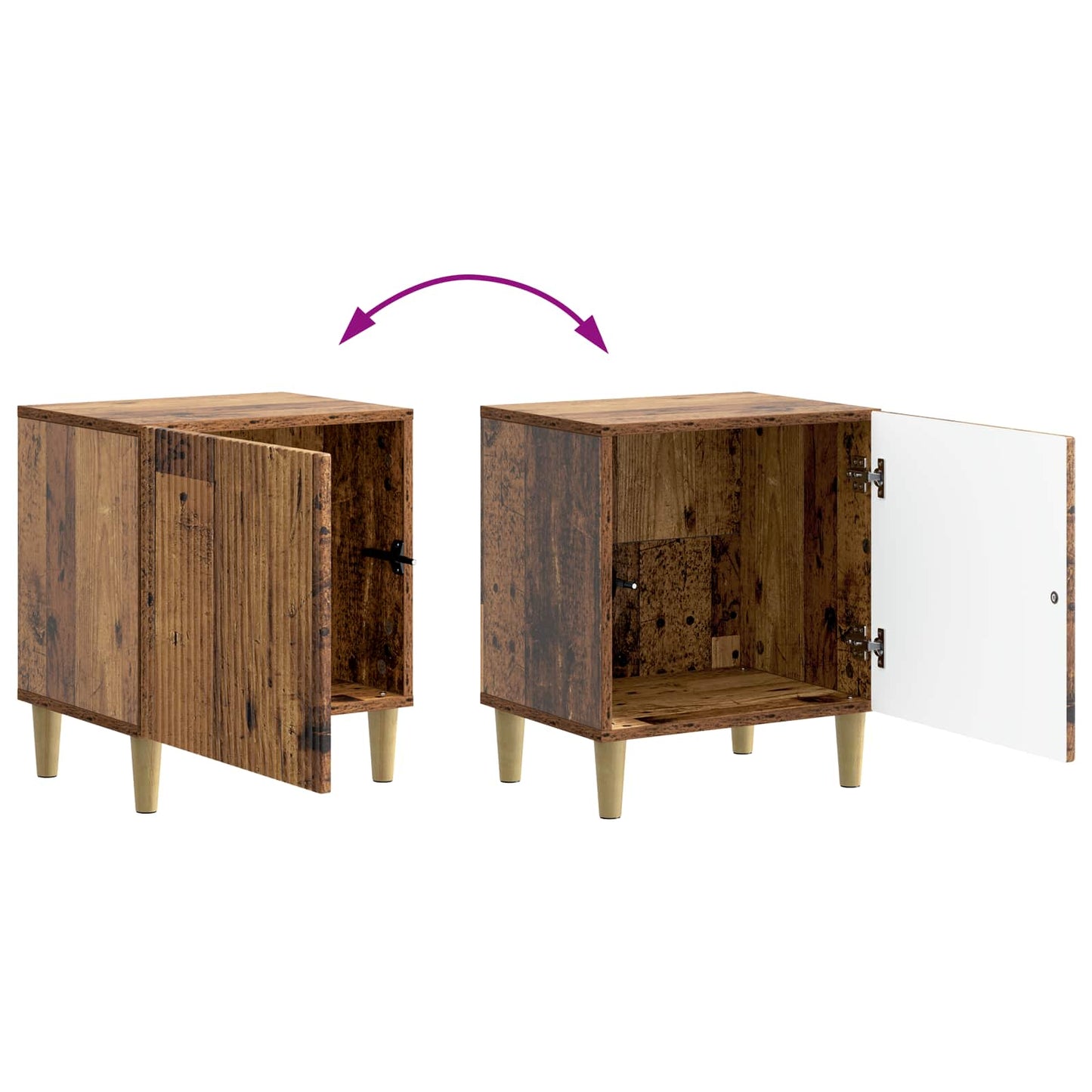 vidaXL Bedside Cabinet Old Wood 43 x 34.5 x 50 cm Engineered Wood