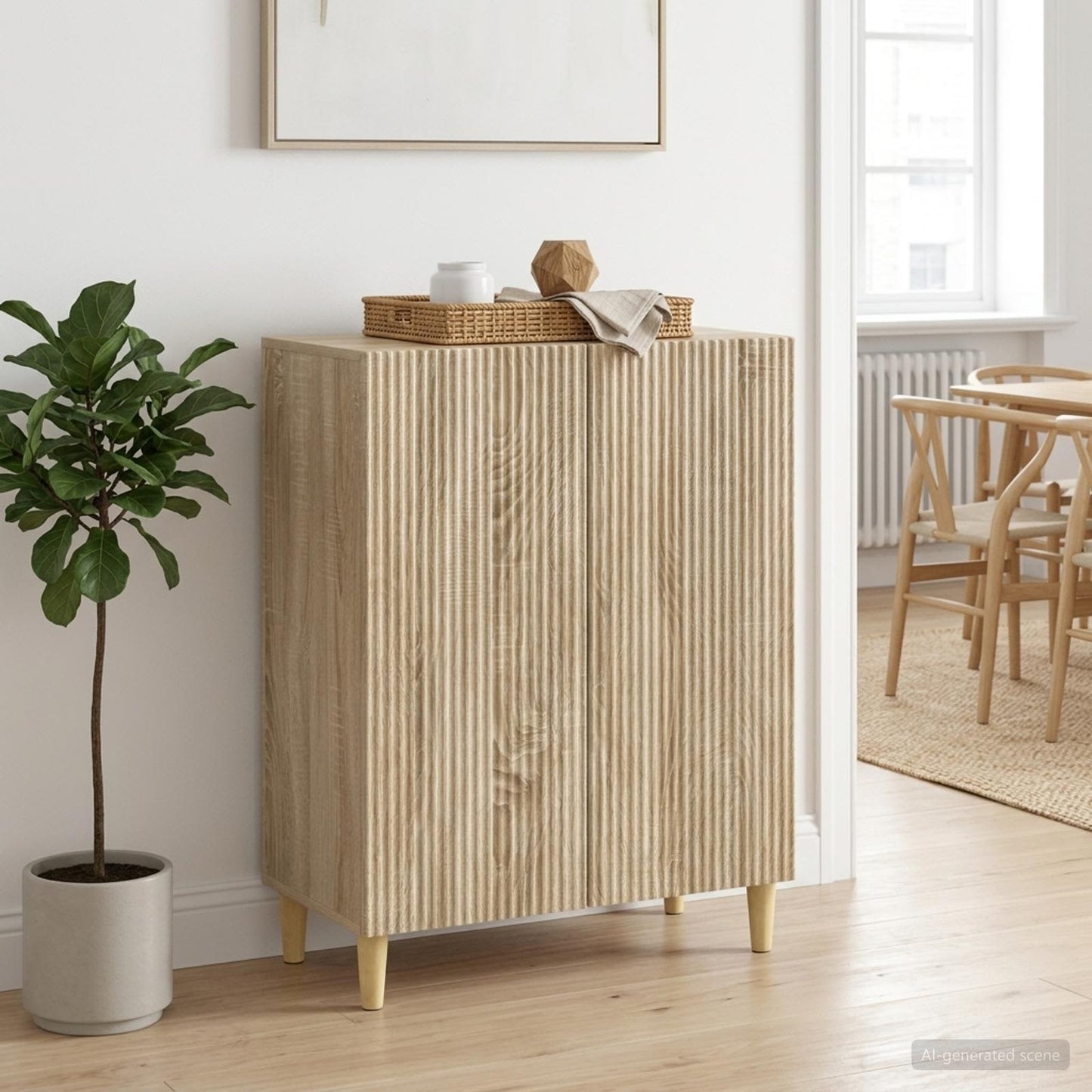 vidaXL Sideboard Sonoma Oak 66 x 34.5 x 90 cm Engineered Wood