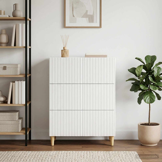 vidaXL Drawer Cabinet White 66 x 34.5 x 90 cm Engineered Wood