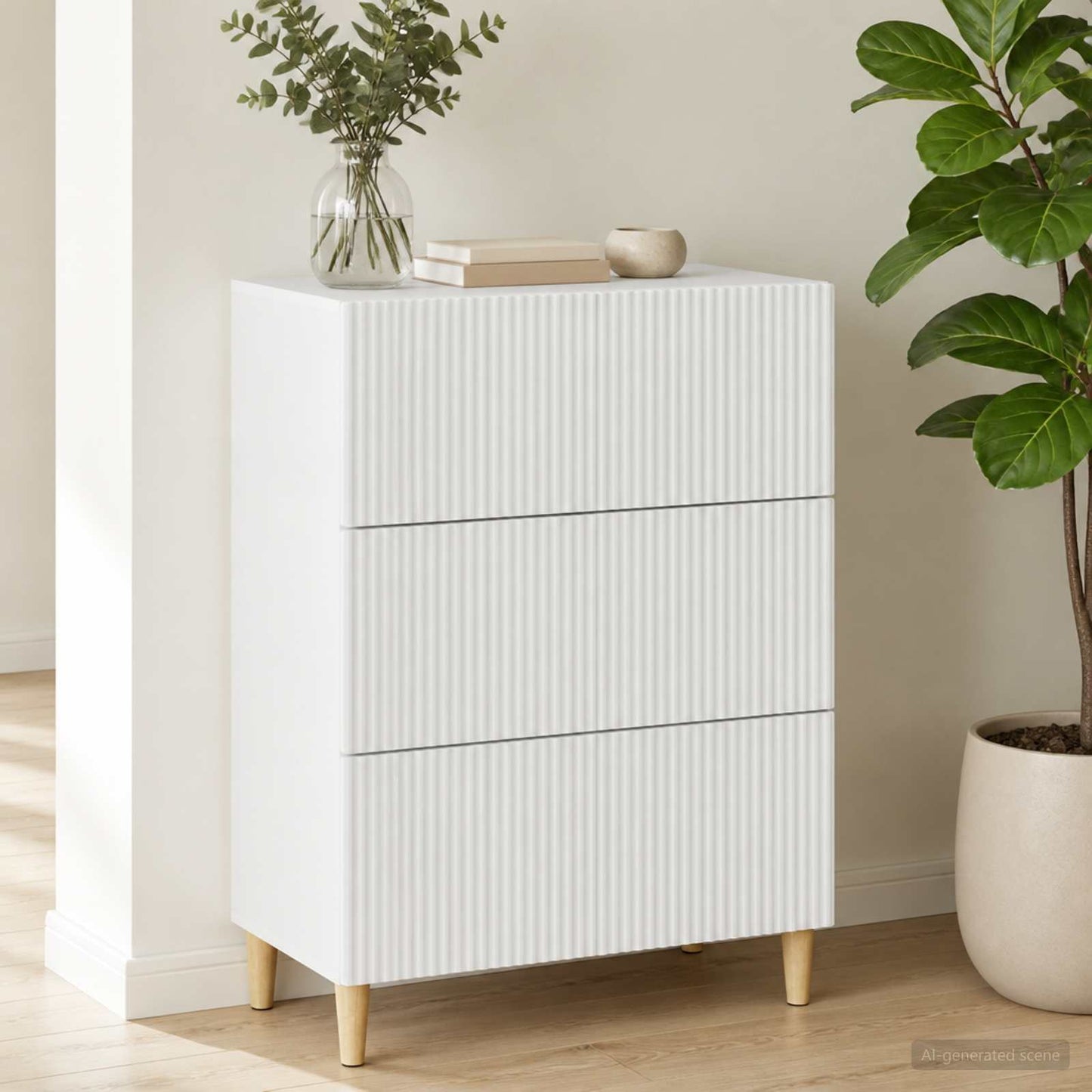 vidaXL Drawer Cabinet White 66 x 34.5 x 90 cm Engineered Wood