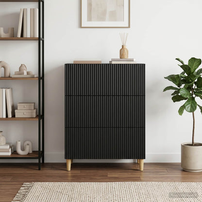 vidaXL Drawer Cabinet Black 66 x 34.5 x 90 cm Engineered Wood