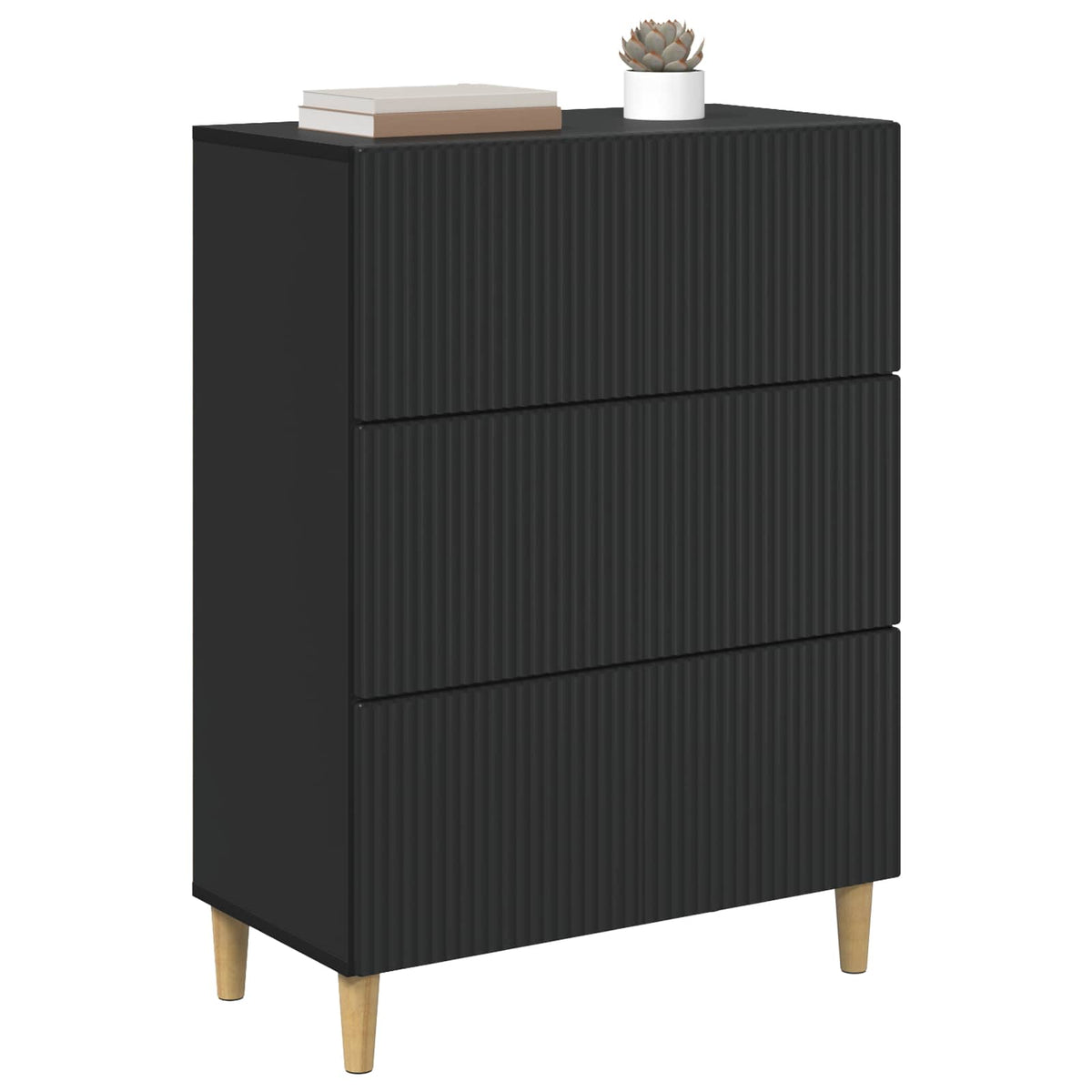 vidaXL Drawer Cabinet 66 x 34.5 x 90 cm Engineered Wood Black