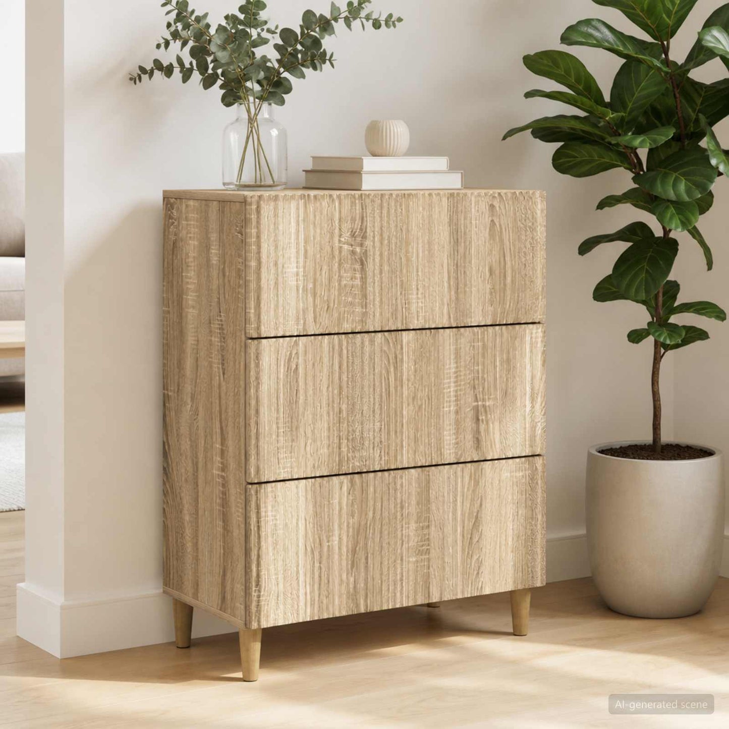 vidaXL Drawer Cabinet Sonoma Oak 66 x 34.5 x 90 cm Engineered Wood