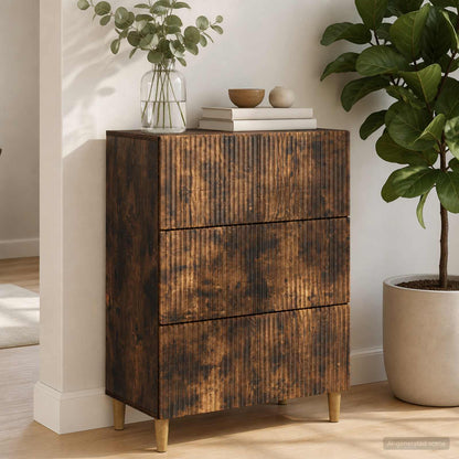 vidaXL Drawer Cabinet Smoked Oak 66 x 34.5 x 90 cm Engineered Wood