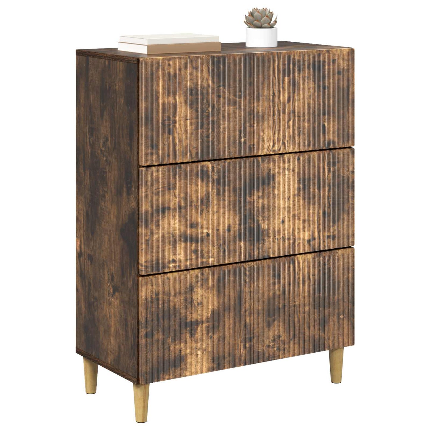 vidaXL Drawer Cabinet Smoked Oak 66 x 34.5 x 90 cm Engineered Wood